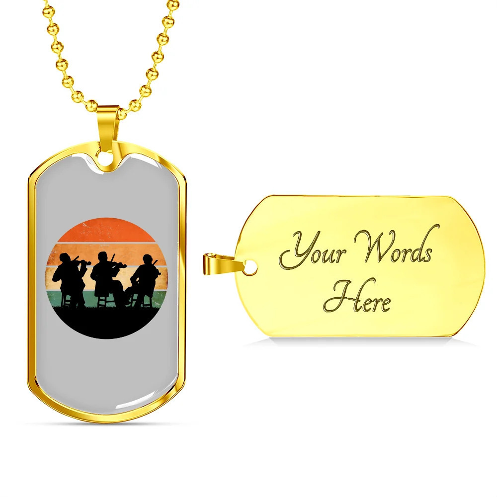 Musician Necklace Musicians Personalized Engraved Gold Dog Tag Necklace Custom